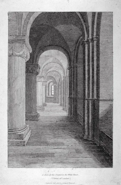 Framed Print : Interior view of the south aisle of St Johns Chapel in the White Tower, Tower of London, 1805 Framed Print : Interior view of the south aisle of St Johns Chapel in the White Tower, Tower of London, 1805