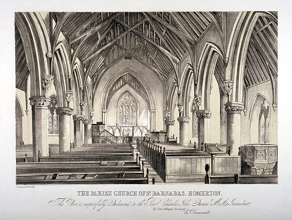 Interior view of St Barnabas Church, Homerton, Hackney, London, c1850