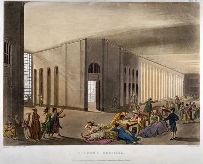 Framed Print : Interior view of St Lukes Hospital, Old Street, Finsbury, London, 1809. Artist Framed Print : Interior view of St Lukes Hospital, Old Street, Finsbury, London, 1809. Artist