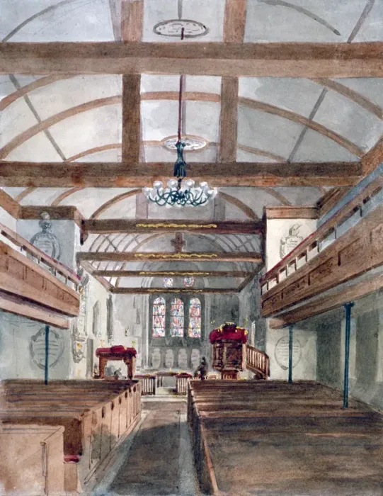 Framed Print : Interior view of St Pancras Old Church, London, 1853. Artist: HC Framed Print : Interior view of St Pancras Old Church, London, 1853. Artist: HC