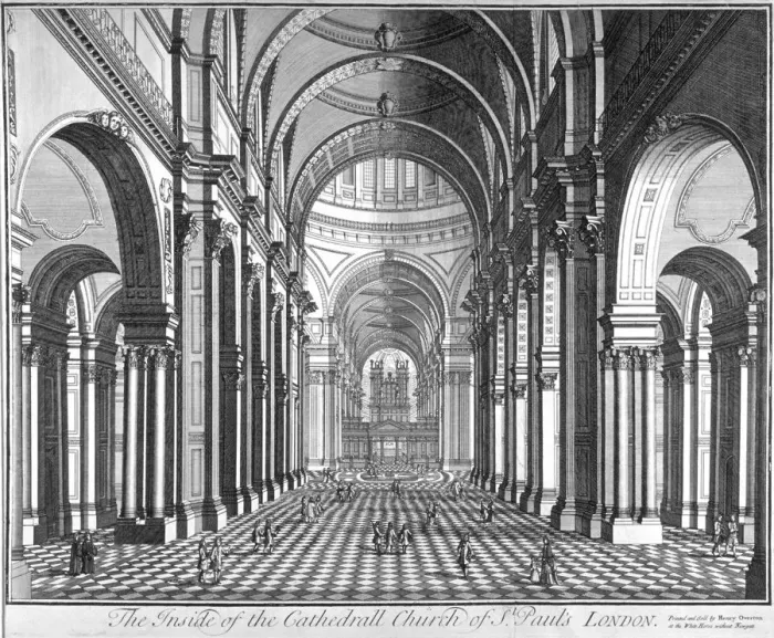 Framed Print : Interior view of St Pauls Cathedral, looking east along the nave, City of London, 1720 Framed Print : Interior view of St Pauls Cathedral, looking east along the nave, City of London, 1720