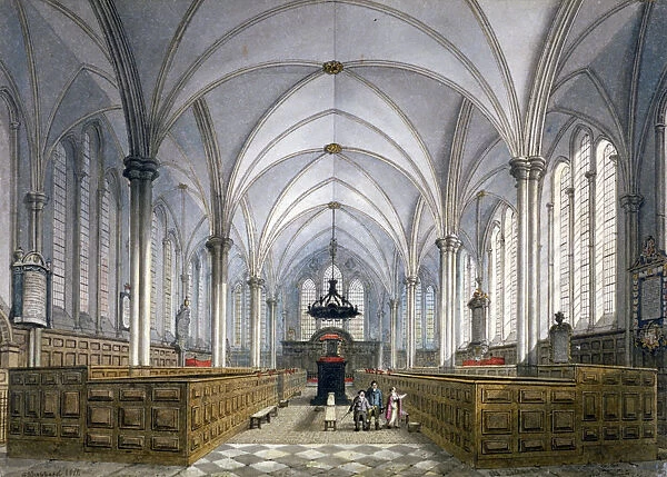 Interior view of Temple Church, London, 1811