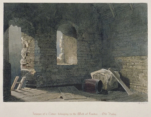 Interior view of a tower belonging to London Wall at Old Bailey, City of London, 1851