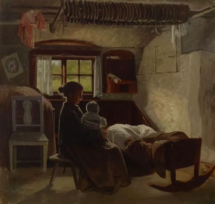 Framed Print : Interior view of a Uusimaa stable, 1870-1873. Creator: Albert Edelfelt Framed Print : Interior view of a Uusimaa stable, 1870-1873. Creator: Albert Edelfelt