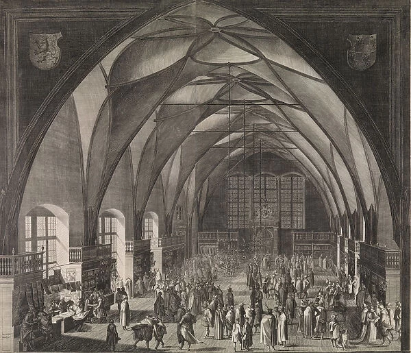 Interior View of Vladislav Hall at Prague Castle during the Annual Fair, 1607. 1607