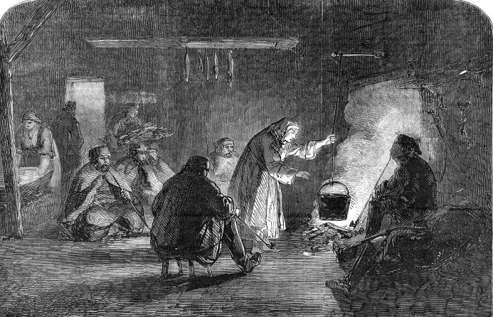 Framed Print : Interior of a Wallachian Hut, 1854. Creator: Unknown Framed Print : Interior of a Wallachian Hut, 1854. Creator: Unknown