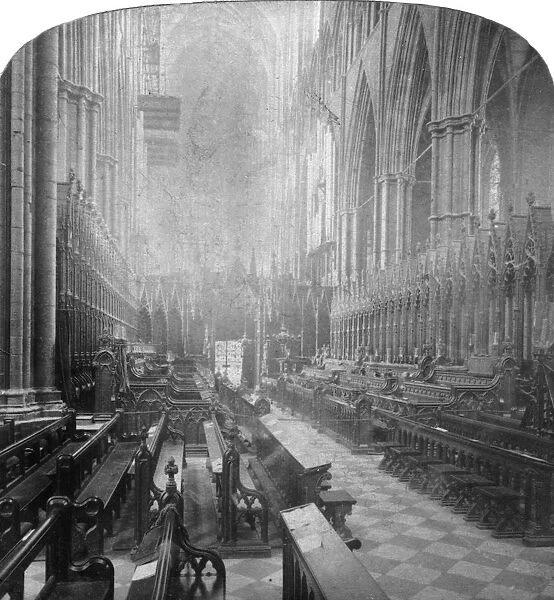 Interior of Westminster Abbey, London, late 19th century. Artist: Underwood & Underwood
