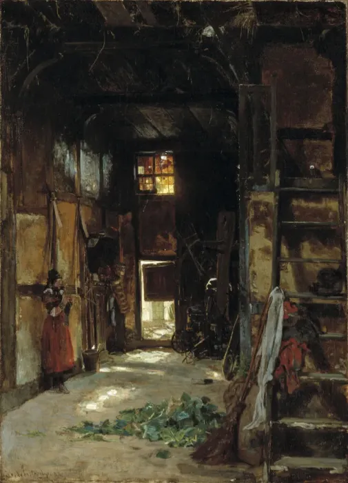 Framed Print : Interior of a Westphalian Cottage, 1852. Creator: Worthington Whittredge