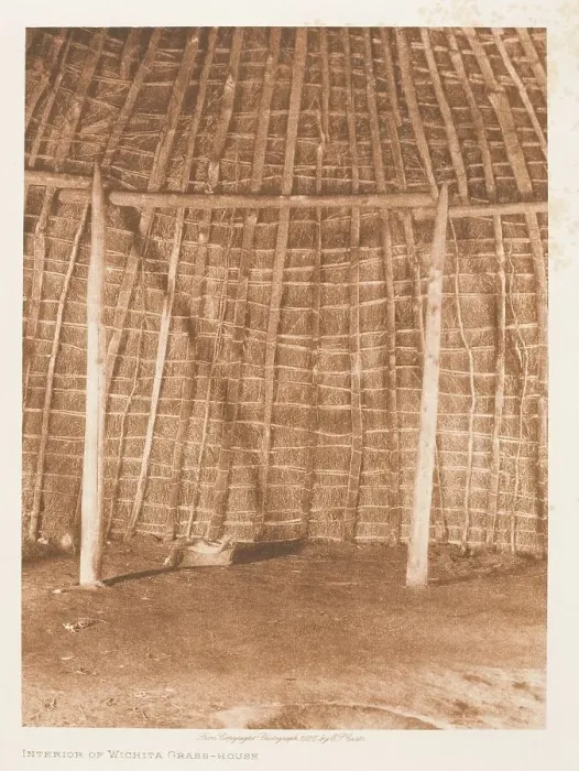 Framed Print : Interior of Wichita grass-house, 1927. Creator: Edward Sheriff Curtis Framed Print : Interior of Wichita grass-house, 1927. Creator: Edward Sheriff Curtis