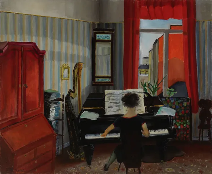 Framed Print : Interior, Woman Playing the Piano, 1931. Creator: Sulho Sipila Framed Print : Interior, Woman Playing the Piano, 1931. Creator: Sulho Sipila