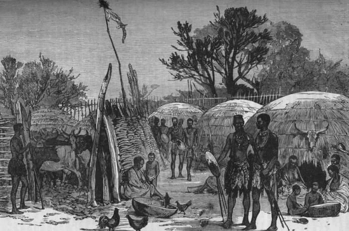 Framed Print : Interior of a Zuli Kraal on the Tugela River, c1880 Framed Print : Interior of a Zuli Kraal on the Tugela River, c1880