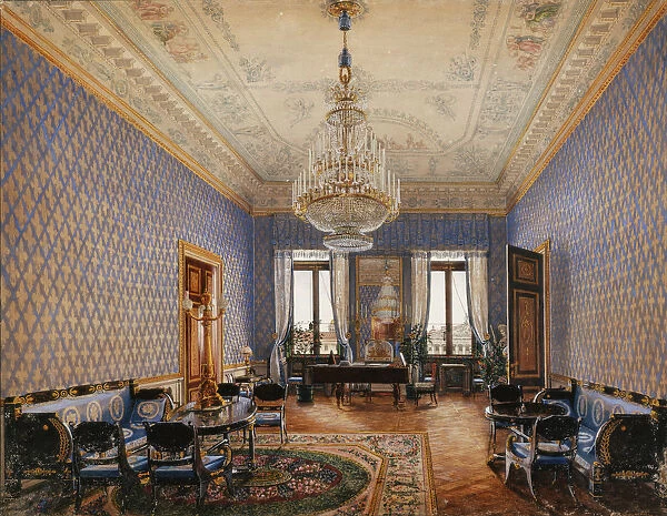 Interiors of the Winter Palace. The Drawing-Room of Grand Princess Maria Nikolayevna, 1837. Artist: Ukhtomsky, Konstantin Andreyevich (1818-1881)