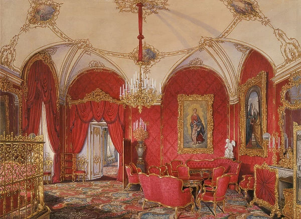 Interiors of the Winter Palace. The Fourth Reserved Apartment. The Corner Room, 1868. Artist: Hau, Eduard (1807-1887)