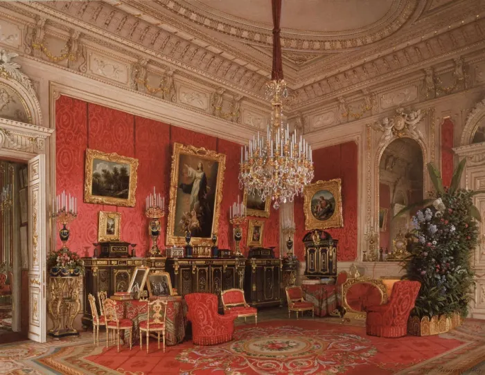 Framed Print : Interiors of the Winter Palace. The Study of Empress Maria Alexandrovna, 1869. Artist: Premazzi, Ludwig (Luigi) (1814-1891) Framed Print : Interiors of the Winter Palace. The Study of Empress Maria Alexandrovna, 1869. Artist: Premazzi, Ludwig (Luigi) (1814-1891)