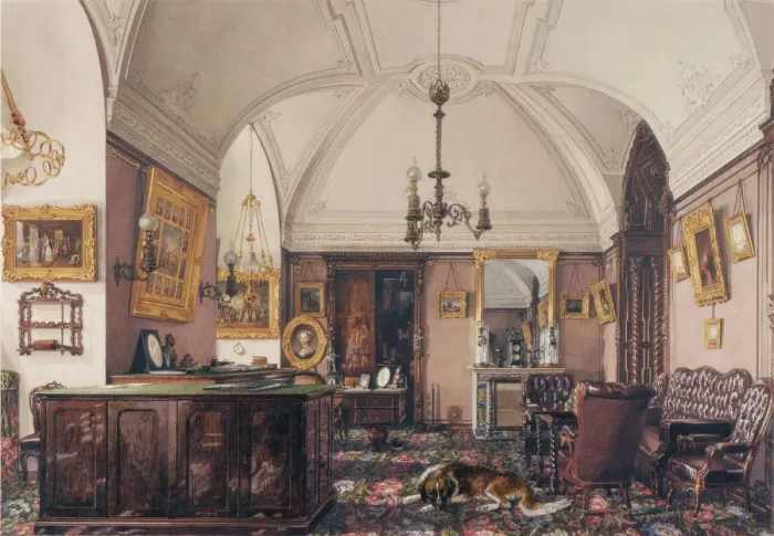 Framed Print : Interiors of the Winter Palace. The Study of Grand Prince Nicholas Nicolaievich, 1856. Artist: Ukhtomsky, Konstantin Andreyevich (1818-1881) Framed Print : Interiors of the Winter Palace. The Study of Grand Prince Nicholas Nicolaievich, 1856. Artist: Ukhtomsky, Konstantin Andreyevich (1818-1881)