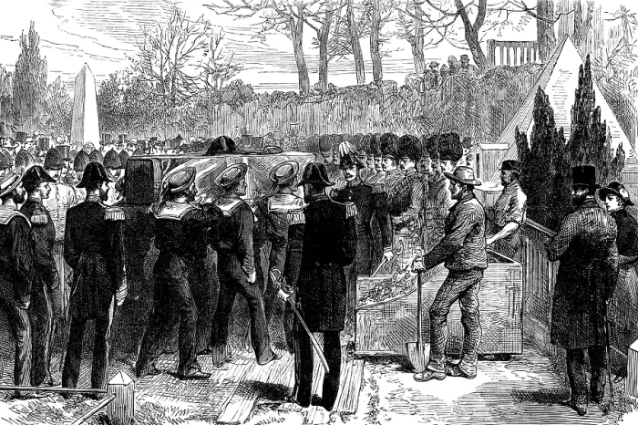 Framed Print : Interment of the remains of Lieutenant John Irving, R.N. in the Dean Cemetery, Edinburgh, 1881. Creator: Unknown Framed Print : Interment of the remains of Lieutenant John Irving, R.N. in the Dean Cemetery, Edinburgh, 1881. Creator: Unknown