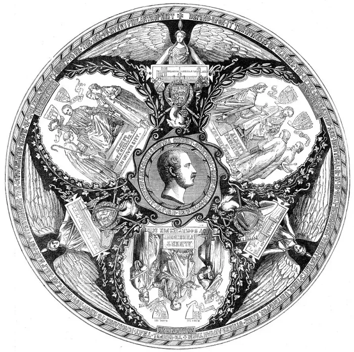 Framed Print : The International Exhibition: the Albert Commemoration Tazza, designed for the London... 1862. Creator: Unknown Framed Print : The International Exhibition: the Albert Commemoration Tazza, designed for the London... 1862. Creator: Unknown