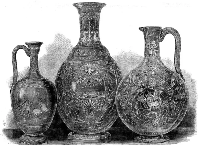 Framed Print : The International Exhibition: articles of glass, by Messrs. Dobson and Pearce, 1862. Creator: Unknown Framed Print : The International Exhibition: articles of glass, by Messrs. Dobson and Pearce, 1862. Creator: Unknown
