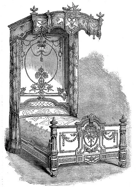 The International Exhibition: bedstead in the Furniture Court... 1862. Creator: Unknown