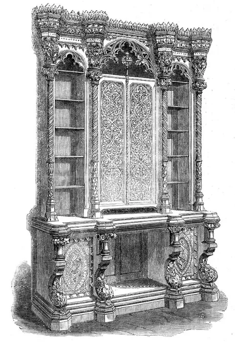 Framed Print : The International Exhibition: bookcase by Hindley and Son, 1862. Creator: Unknown Framed Print : The International Exhibition: bookcase by Hindley and Son, 1862. Creator: Unknown