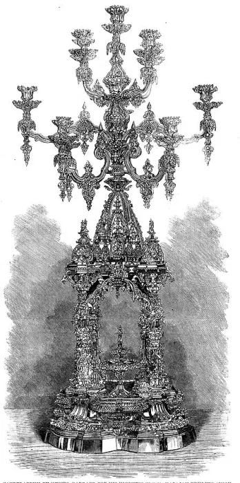 Framed Print : The International Exhibition: candelabrum by Messrs. Garrard...for Maharajah Dhuleep Singh, 1862. Creator: Unknown Framed Print : The International Exhibition: candelabrum by Messrs. Garrard...for Maharajah Dhuleep Singh, 1862. Creator: Unknown