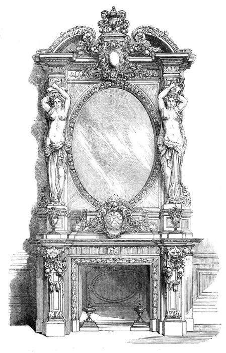 Framed Print : The International Exhibition: chimneypiece by Jackson and Sons, 1862. Creator: Unknown Framed Print : The International Exhibition: chimneypiece by Jackson and Sons, 1862. Creator: Unknown