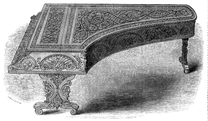 Framed Print : The International Exhibition: concert grand pianoforte, by Kirkman and Son, in the Indian... 1862. Creator: Harvey Orrin Smith Framed Print : The International Exhibition: concert grand pianoforte, by Kirkman and Son, in the Indian... 1862. Creator: Harvey Orrin Smith