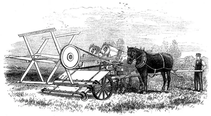 Framed Print : The International Exhibition: Crosskill's Bell's reaping-machine, 1862. Creator: Unknown Framed Print : The International Exhibition: Crosskill's Bell's reaping-machine, 1862. Creator: Unknown