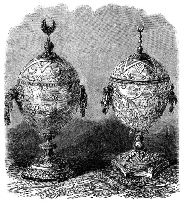Framed Print : The International Exhibition: cups made of ostrich eggs, in the Algerian Court, 1862. Creator: Unknown Framed Print : The International Exhibition: cups made of ostrich eggs, in the Algerian Court, 1862. Creator: Unknown