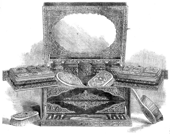 Framed Print : The International Exhibition: dressing-case by Messrs. Howell, James, and Co. of Regent-street, 1862 Creator: Unknown Framed Print : The International Exhibition: dressing-case by Messrs. Howell, James, and Co. of Regent-street, 1862 Creator: Unknown