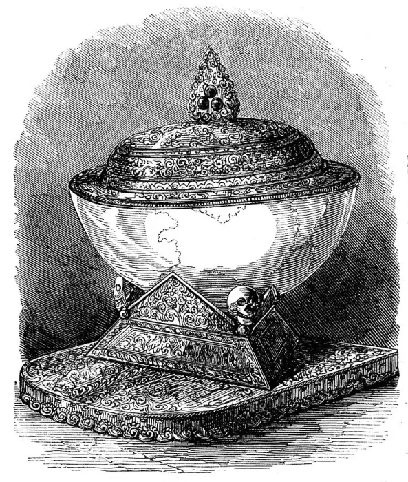 Framed Print : The International Exhibition: drinking-cup formed from a human skull... 1862. Creator: Unknown Framed Print : The International Exhibition: drinking-cup formed from a human skull... 1862. Creator: Unknown