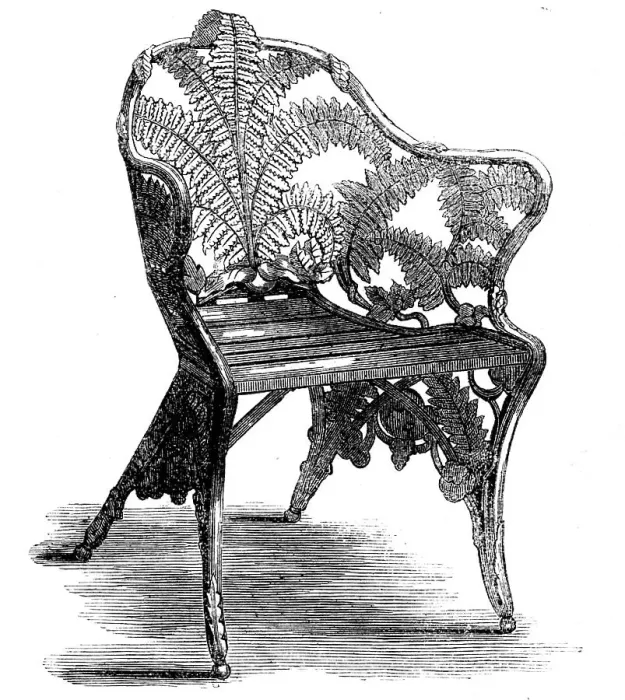 Framed Print : The International Exhibition: garden-chair of the Coalbrookdale Company, 1862. Creator: Unknown