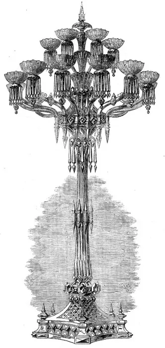 Framed Print : The International Exhibition - glass candelabrum, under the East Dome... 1862. Creator: Unknown Framed Print : The International Exhibition - glass candelabrum, under the East Dome... 1862. Creator: Unknown