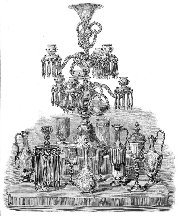 Framed Print : The International Exhibition: group of glass by Powell and Sons, 1862. Creator: Unknown Framed Print : The International Exhibition: group of glass by Powell and Sons, 1862. Creator: Unknown