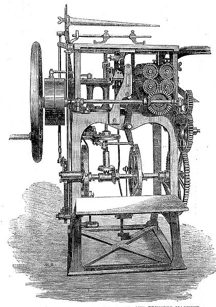 The International Exhibition: Gruner's patent folding, stitching and pressing machine, 1862. Creator: Unknown