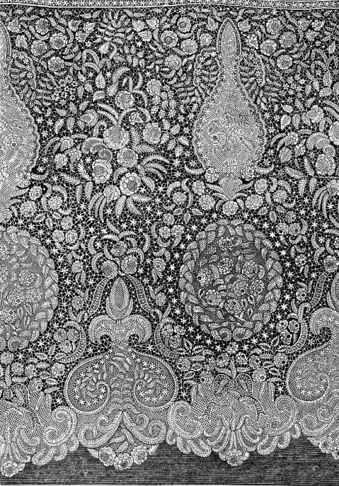 Framed Print : The International Exhibition: Honiton lace flounce by G. F. Urling, of Regent-street, 1862. Creator: Unknown Framed Print : The International Exhibition: Honiton lace flounce by G. F. Urling, of Regent-street, 1862. Creator: Unknown