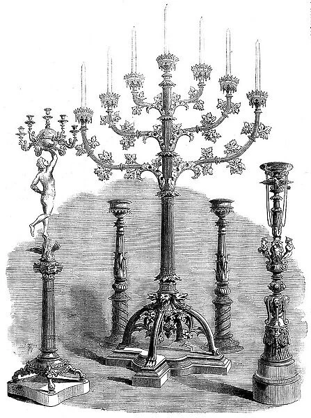 The International Exhibition: iron candelabra for churches, from the Royal Foundry, Berlin, 1862. Creator: Unknown