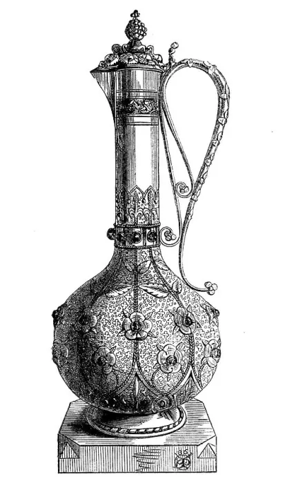 Framed Print : The International Exhibition: mediaeval claret-jug by Messrs. Hardman and Co... 1862. Creator: Unknown Framed Print : The International Exhibition: mediaeval claret-jug by Messrs. Hardman and Co... 1862. Creator: Unknown