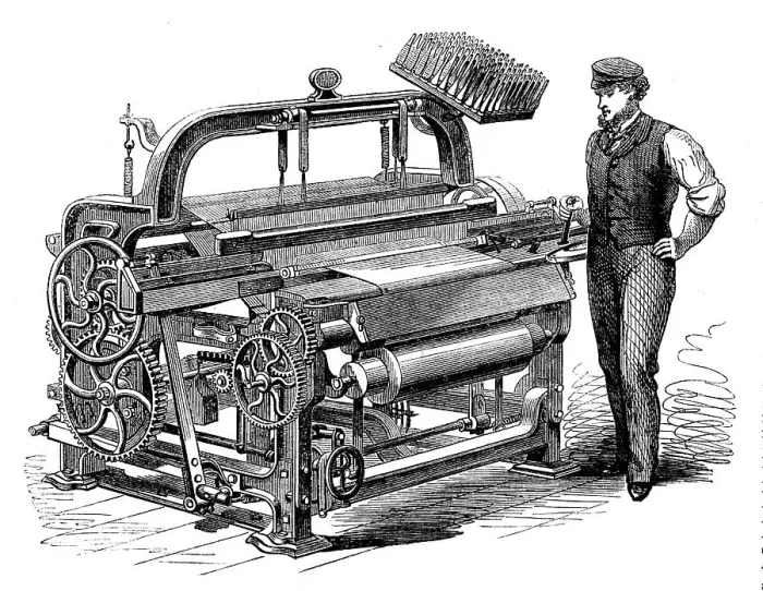 Framed Print : The International Exhibition: Messrs. Harrison and Son's power-loom for weaving flax, 1862. Creator: Unknown Framed Print : The International Exhibition: Messrs. Harrison and Son's power-loom for weaving flax, 1862. Creator: Unknown