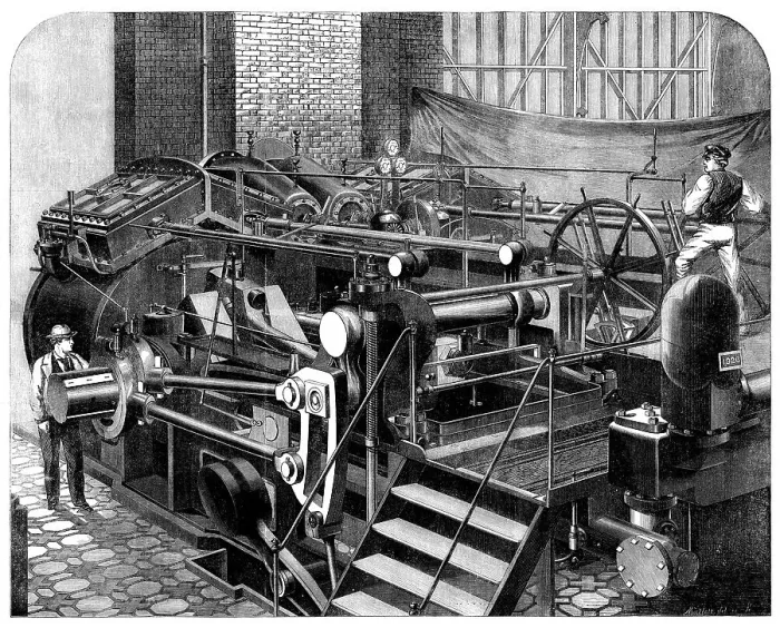 Framed Print : The International Exhibition: Messrs. Maudslay's engines of 800-horse power for the Valiant, 1862. Creator: Mallett Framed Print : The International Exhibition: Messrs. Maudslay's engines of 800-horse power for the Valiant, 1862. Creator: Mallett