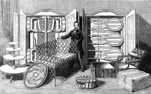 The International Exhibition: patent folding furniture by Mannstein of Vienna, 1862. Creator: Unknown