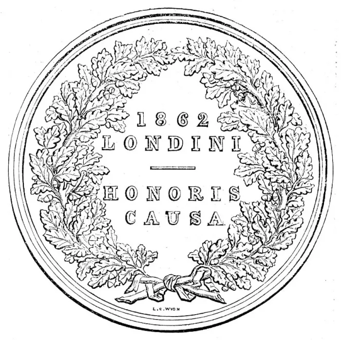 Framed Print : The International Exhibition - Prize Medal - reverse, 1862. Creator: Unknown Framed Print : The International Exhibition - Prize Medal - reverse, 1862. Creator: Unknown