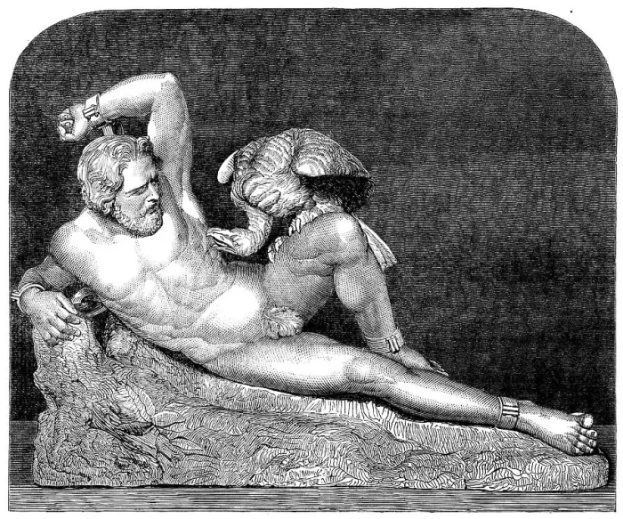 Framed Print : The International Exhibition: Prometheus, a marble statue by Guiseppe [sic] Croft, 1862. Creator: Unknown. The International Exhibition: Prometheus, a marble statue by Guiseppe [sic] Croft, 1862. Creator: Unknown