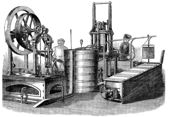 Framed Print : The International Exhibition: Siebes patent ice-making machine... 1862. Creator: Unknown Framed Print : The International Exhibition: Siebes patent ice-making machine... 1862. Creator: Unknown
