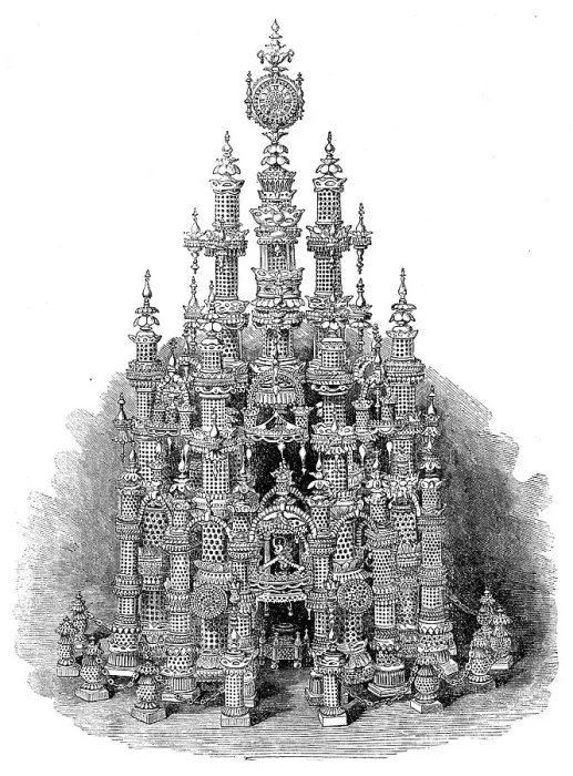 Framed Print : The International Exhibition: Temple of Art, in vegetable ivory, by B. Taylor, 1862. Creator: Unknown. The International Exhibition: Temple of Art, in vegetable ivory, by B. Taylor, 1862. Creator: Unknown