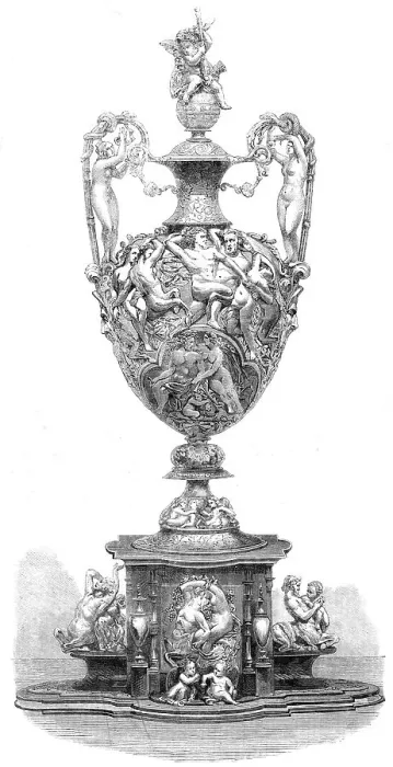 Framed Print : The International Exhibition: vase belonging to Her Majesty the Queen, exhibited by... 1862. Creator: Unknown Framed Print : The International Exhibition: vase belonging to Her Majesty the Queen, exhibited by... 1862. Creator: Unknown