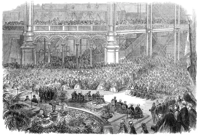 Framed Print : The International Exhibition: view from the orchestra on the opening day - from a photo... 1862. Creator: Unknown Framed Print : The International Exhibition: view from the orchestra on the opening day - from a photo... 1862. Creator: Unknown