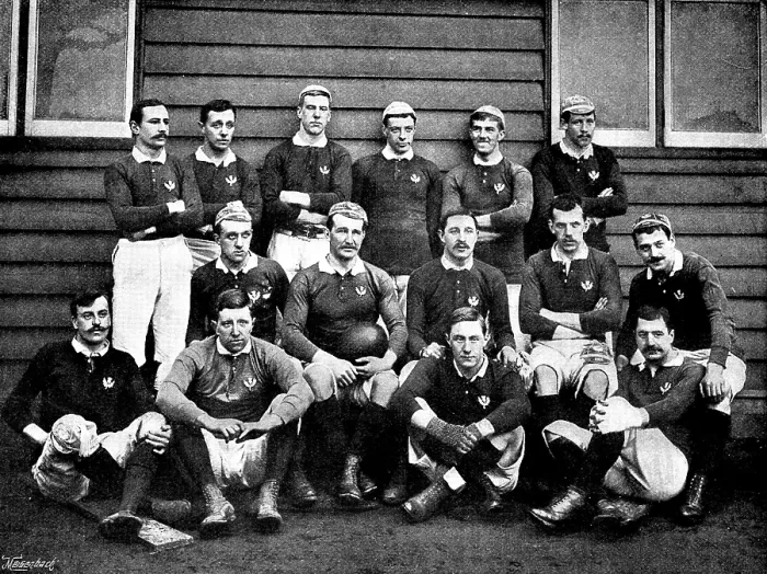 Framed Print : The International Rugby Football-Match at Richmond on March 9: the Scotch team, 1895. Creator: Russell & Sons Framed Print : The International Rugby Football-Match at Richmond on March 9: the Scotch team, 1895. Creator: Russell & Sons