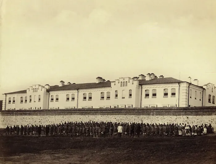 Framed Print : Internees Praying outside the Gornyi Zerentui Prison, 1891. Creator: Aleksei Kuznetsov Framed Print : Internees Praying outside the Gornyi Zerentui Prison, 1891. Creator: Aleksei Kuznetsov