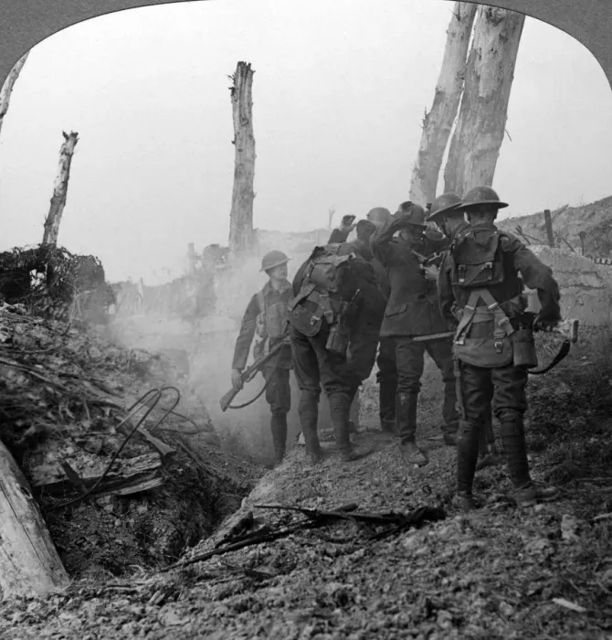Framed Print : Interrogating a German soldier, Hohenzollern Redoubt, France, World War I, 1914-1918. Artist: Realistic Travels Publishers Framed Print : Interrogating a German soldier, Hohenzollern Redoubt, France, World War I, 1914-1918. Artist: Realistic Travels Publishers